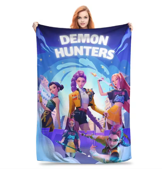 KPop Demon Hunters Fleece Blanket for Couch, Chair, or Bed, Back To School Gift For Kids