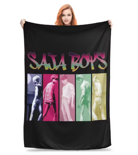 Saja Boy Kpop Demon Hunters Fleece Blanket for Couch, Chair, or Bed, Back To School Gift For Kids