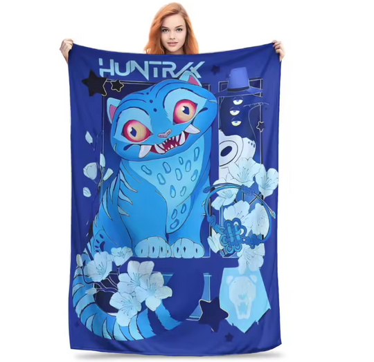 KPop Demon Hunters Derpy Tiger Fleece Blanket for Couch, Chair, or Bed, Back To School Gift For Kids