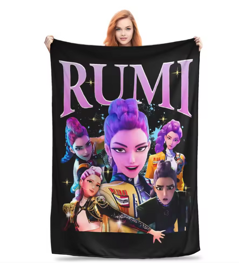 Rumi Kpop Demon Hunters Vintage Knitted Fleece Blanket