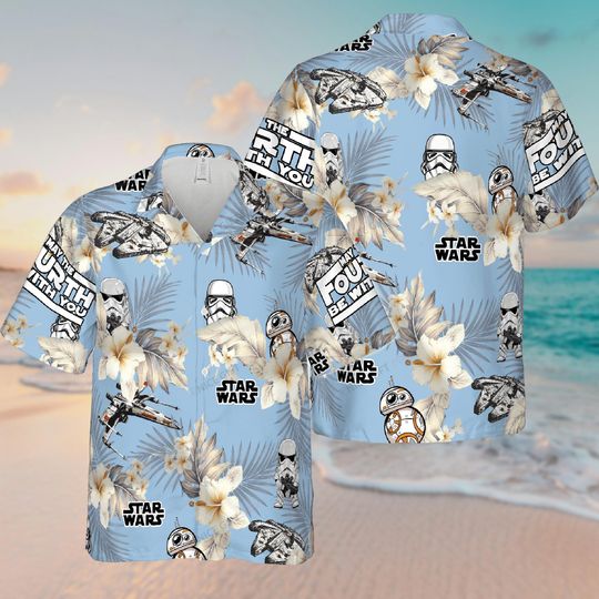 Stormtrooper Hawaiian Shirt, Star Wars Hawaii Shirt, May Fourth Be With You Shirt, Disney Movie Summer Beach Shirt, Galaxy's Edge Shirt