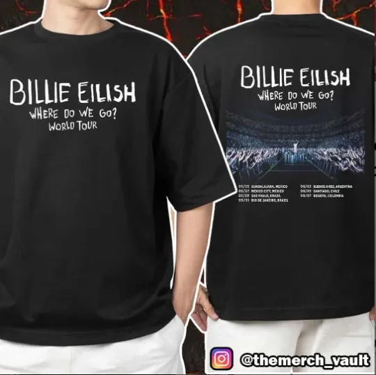 Billie Eilish Where Do We Go World Tour 2025 Backprint Unisex T-Shirt