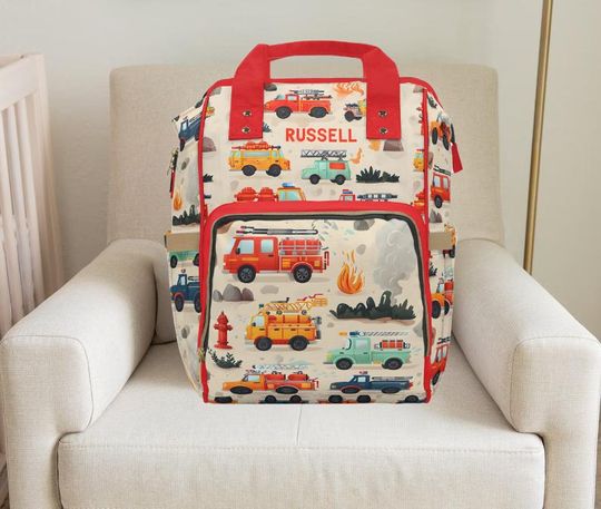 Fire Truck,Fire Engine Diaper Backpack,diaper Backpack,boy diaper bag,custom diaper bag,personalized gifts,boy baby shower,expecting mom gift