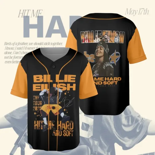 Billie Eilish Hit Me Hard And Soft Tour 2025 Baseball Jersey