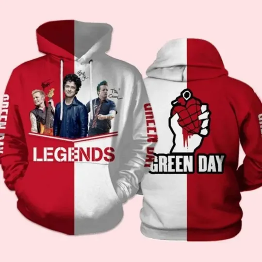 Green Day Legends Signatures Punk Rock Band All Over Print Hoodie 3D XS-6XL