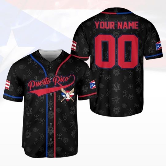 Personalized Puerto Rico Baseball Jersey  Custom Name & Number, Vintage Flag Design, Sports Shirt for Puerto Rican Pride and Fans