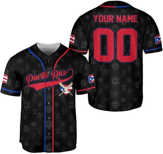 Custom Name Puerto Rico Baseball Jersey for Men, Personalized Puerto Rico Shirt, Puerto Rico Shirts, Pride Puerto Rico Flag Baseball Jersey
