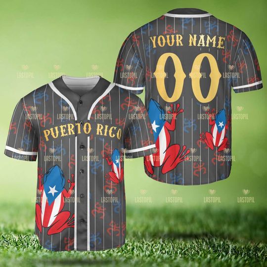 Personalized Puerto Rico Frog Baseball Jersey Baseball Team Shirt Puerto Rico Shirt Boricua Taino Frog Youth Shirt Gift For Puerto Rican