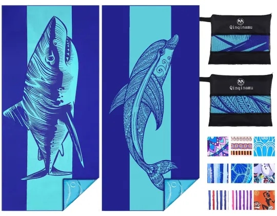 2 Pack Microfiber Lightweight Beach Towel 71"x32" Oversized Extra Large Thin ...