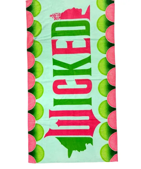 Wicked Beach Towel Large Size 34 x 64 Pink Green Glinda Elphaba Plush Cotton NWT
