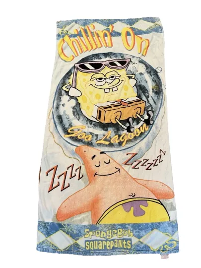 SpongeBob SquarePants Goo Lagoon Beach Swim Towel Y2K 2000 Vintage Nick 90s