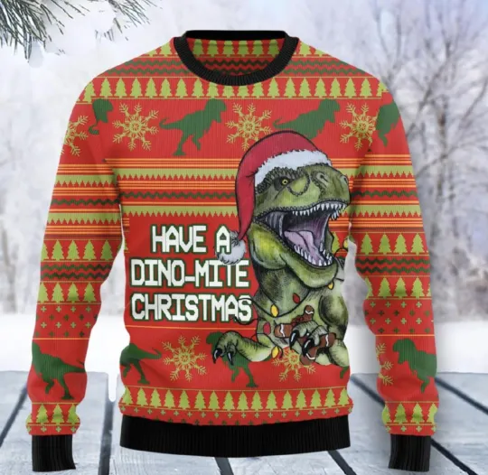 Funny Dinosaur Ugly Christmas Sweater Cute Dinosaur Sweater