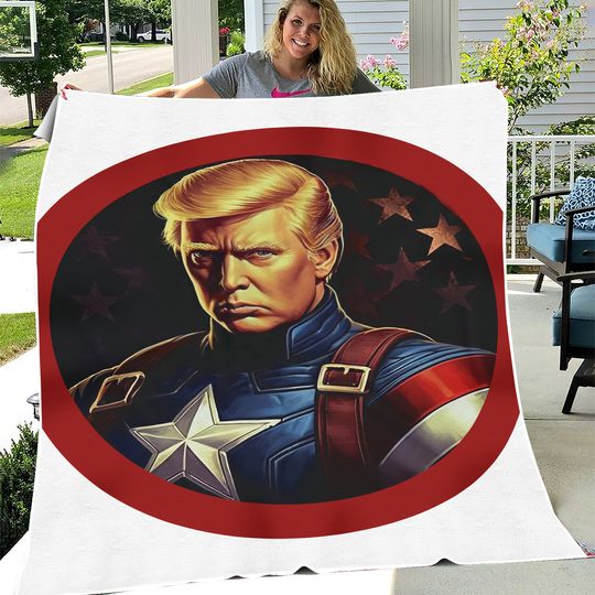 Trump 2024 Soft Velveteen Plush Blanket | Election | Political | Captain America