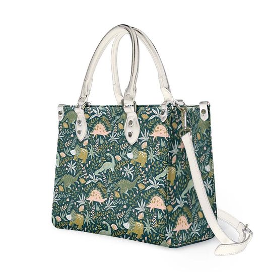 Discover Dinosaur flower Leather Bag, Dinosaur park Handbag
