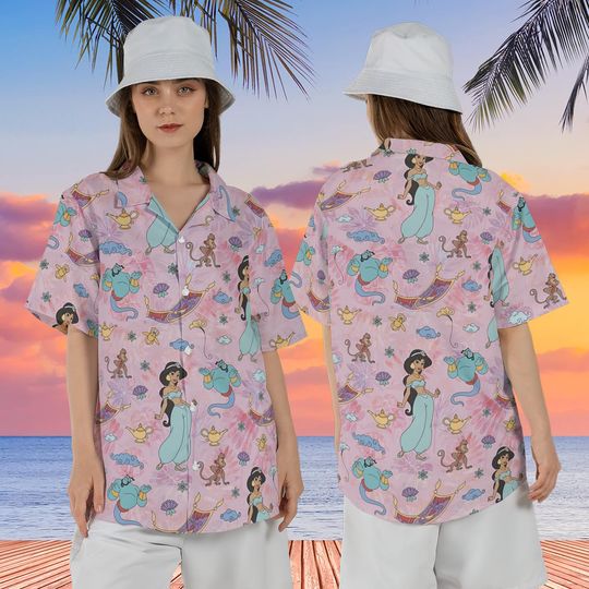 Jasmine Princess Hawaiian Shirt, Disney Princess Jasmine Hawaii Shirt, Summer Vacation Hawaii Shirt, Aloha Hawaiian Shirt