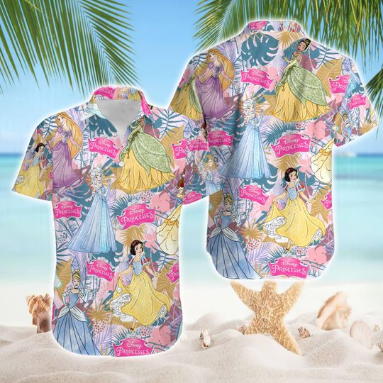 Princess Coquette Bows Hawaiian Shirt, Disneyworld Princess Short Sleeve Shirt, WDW Snow White Auora Elsa Summer Vacation