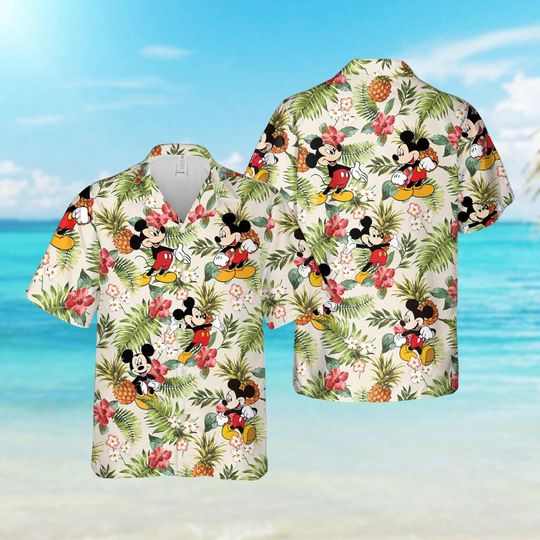 Mickey Mouse Hawaii Shirt, Disney Mouse Button Up Shirt, Cartoon Summer Shirt, Disneyland Floral Shirt, Magic Kingdom Shirt