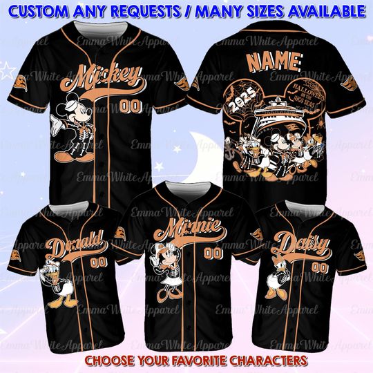 Disney Halloween On High Seas Jersey, Mickey And Friends Halloween Jersey, Halloween Cruise Squad Jersey Shirt, Halloween Cruise 2025 Shirt
