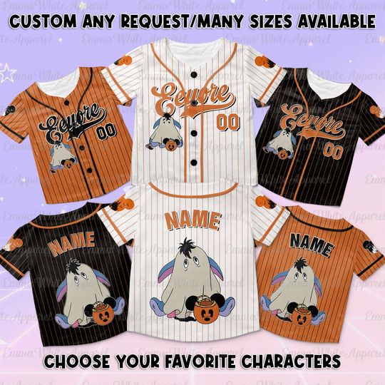 Disney Eeyore Ghost Jersey, Disney Winnie The Pooh Ghost Jersey, Spooky Eeyore Boo Jersey, Disneyland Halloween Family Shirt