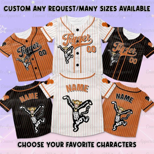 Disney Tigger Skeleton Halloween Jersey, Disney Winnie The Pooh Skeleton Jersey, Disneyland Tigger Horror Shirt, Halloween Girl Trip Shirt