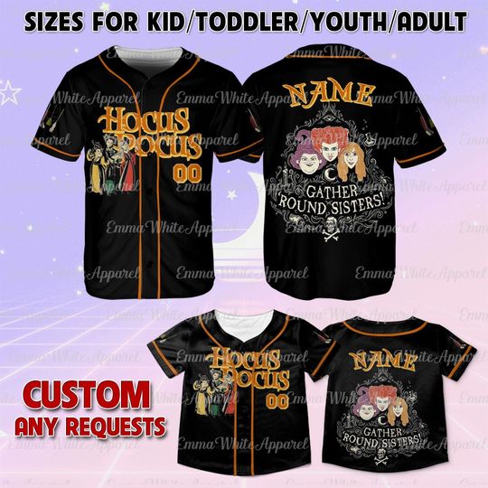 Disney Hocus Pocus Gather Round Sanderson Sisters Jersey, Disney Sanderson Sister Shirt, Winifred Sarah Mary, Disney Hocus Pocus Shirt