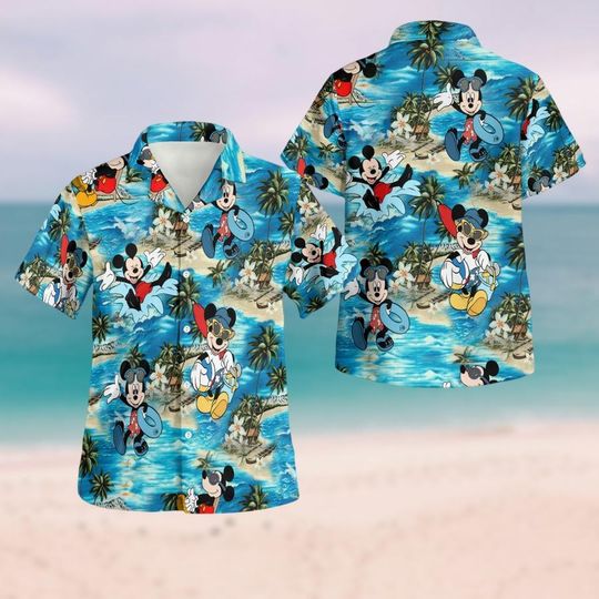 Mickey Mouse Beach Hawaiian Shirt, Disney Hawaii Tropical Shirt, Magic Kingdom Aloha Shirt, Mickey Button Shirt, Disney Trip Shirt