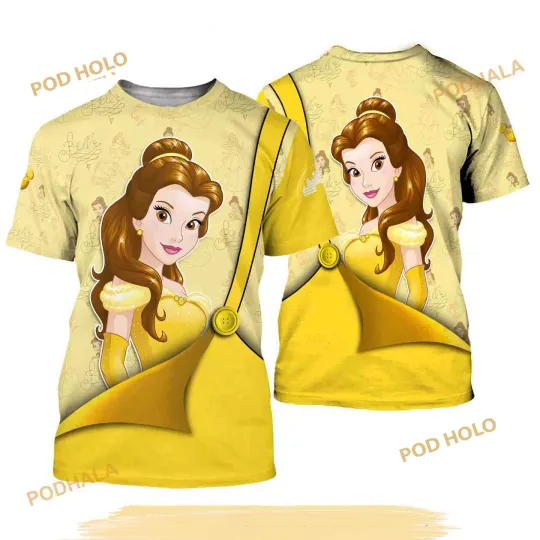 Beauty and The Beast Belle Disney Unisex Short Sleeves 3D Shirt