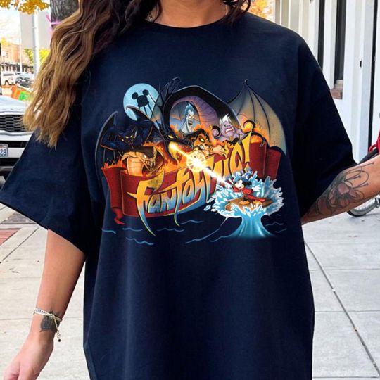 Fantasia Mickey With Villains Comfort T-Shirt,Trending Unisex Tee, Disneyland Vacation Trip Gift 2025