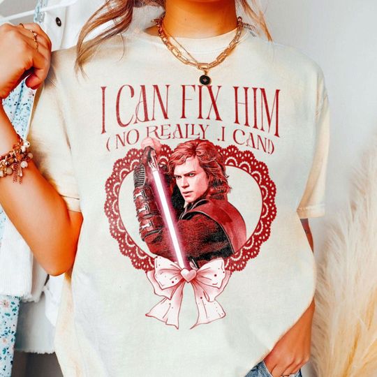I Can Fix Him No Really I Can Anakin Skywalker Coquette Bow T-Shirt, Starwars Episode III Revenge of The Sith Tee, Trending Unisex Tee 2025