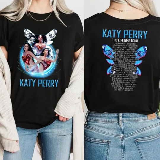 Discover 2025 Katy Perry Lifetime Tour Double Sided T-Shirt