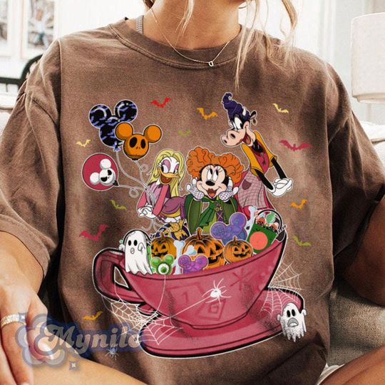 Bunch Of Hocus Pocus Minnie Daisy Duck Clarabelle Cow Mad Pumpkin Tea Cup Comfort Shirt, Spooky Season Shirt, Halloween Party Tee