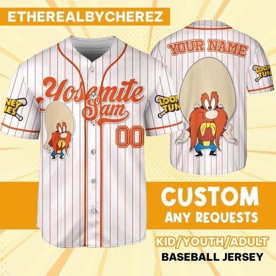 Custom Looney Tune Yosemite Sam Simple Baseball, Custom Kids, Youth, Adult, Birthday, Cartoon Team Outfit