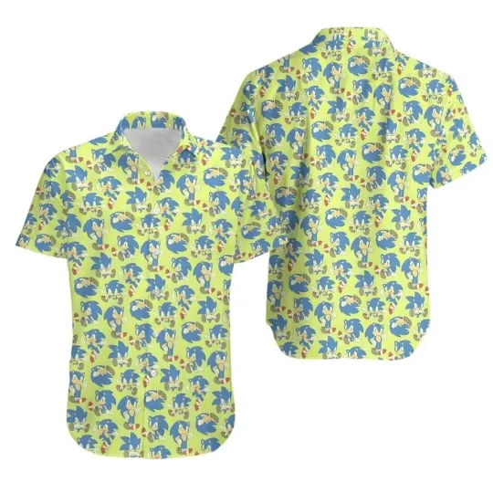 Sonic The Hedgehog Hawaiian Button Down Shirt Unisex