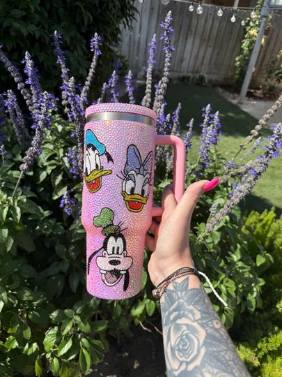 Rhinestoned Luminous Opal Pink Disney Tumbler 40oz