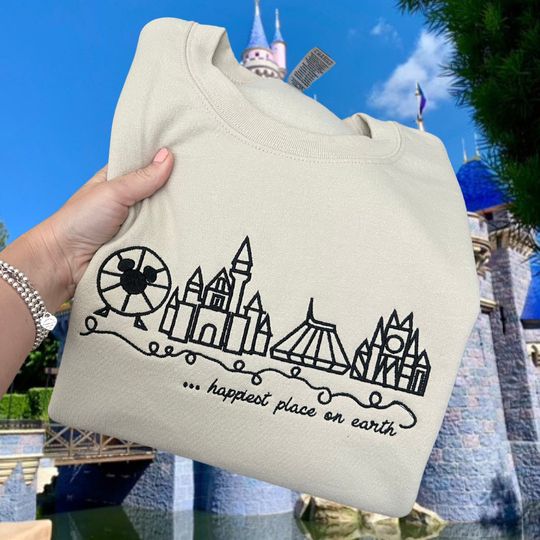 Disneyland Embroidered Sweater, Happiest Place On Earth Shirt, Disneyland Sweatshirt, Disneyland Shirt, Disneyland Sweatshirt Women, Disney