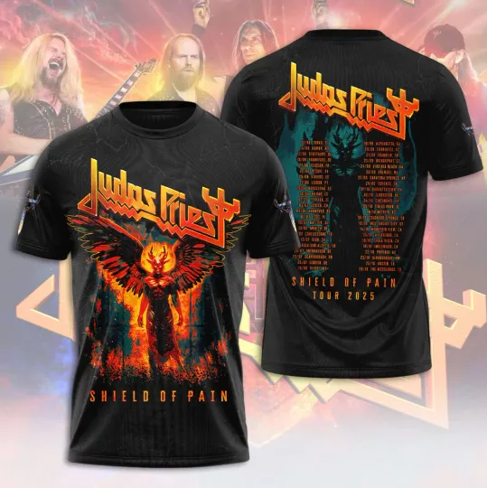Judas Priest Shield Of Pain Tour 2025 3D T-Shirt