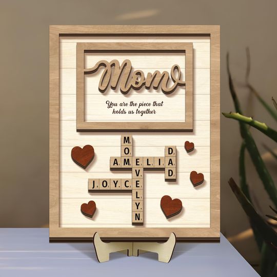 Personalized Scrabble Family Puzzle Sign, You are the piece that holds us together, Crossword Sign, Mother's Day Gift, Custom Family Name