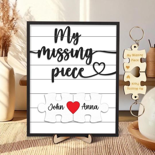 My Missing Piece Puzzle Frame,Custom Valentines Day Sign,Significant Other Gift,Anniversary Gift,Lovers Gift,Valentines Gift,Couple Gift