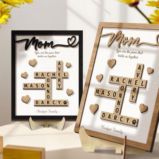 Personalized Family Scrabble Sign 'You Are the Piece That Holds Us Together', Custom Name Puzzle, Grandparents, Mom Gift, Mother's Day Gift