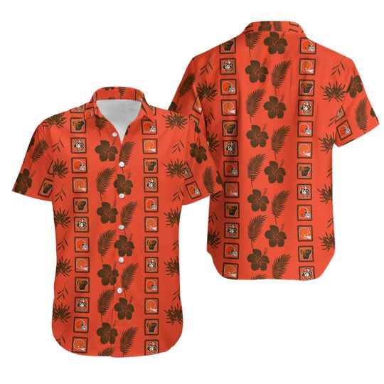 Cleveland Browns Short Sleeve Button Up Tropical Hawaiian Shirt