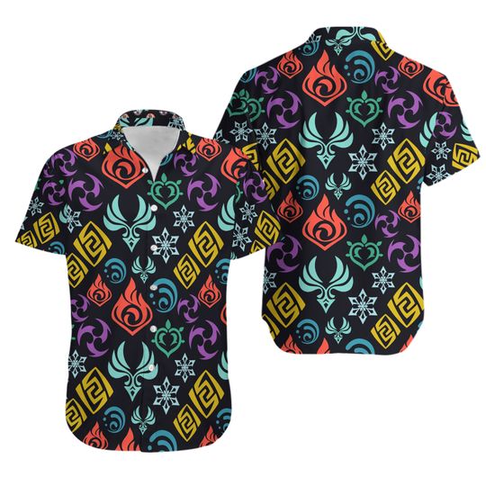 Elemental Visions Genshin Impact Button Up Hawaiian Shirt