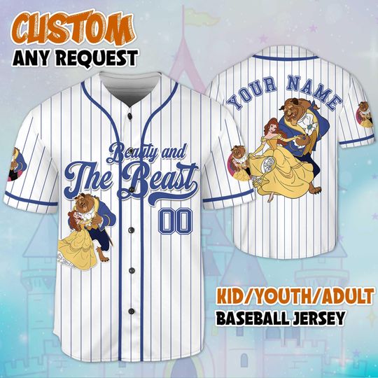 Custom Beauty and the Beast Baseball Jersey, Custom Disney Princess Belle Jersey, Disneyland Baseball Team Outfit, Birthday Gift