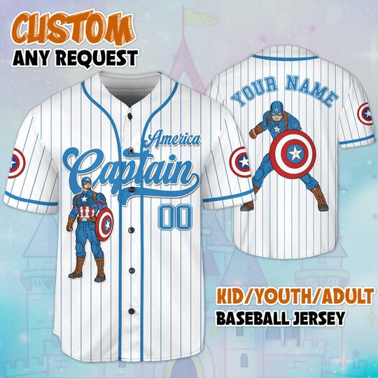 Custom The Avengers Captain America Baseball Jersey, Disney Marvel Captain America Jersey, The Avengers Superhero Baseball Team Outfit