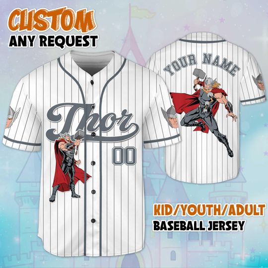 Custom The Avengers Thor Baseball Jersey, Disney Marvel Thor Jersey, The Avengers Superhero Baseball Team Outfit, Gift for Fan
