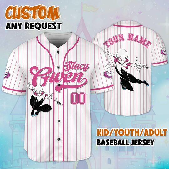 Custom Gwen Stacy Baseball Jersey, Disney Spidey and His Amazing Friends Jersey, Disneyland Baseball Team Outfit, Gift for Spider Fan