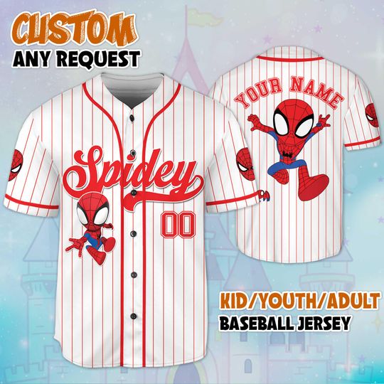 Custom Spidey and His Amazing Friends Baseball Jersey, Disney Spidey Jersey, Disneyland Baseball Team Outfit, Birthday Gift For Fans