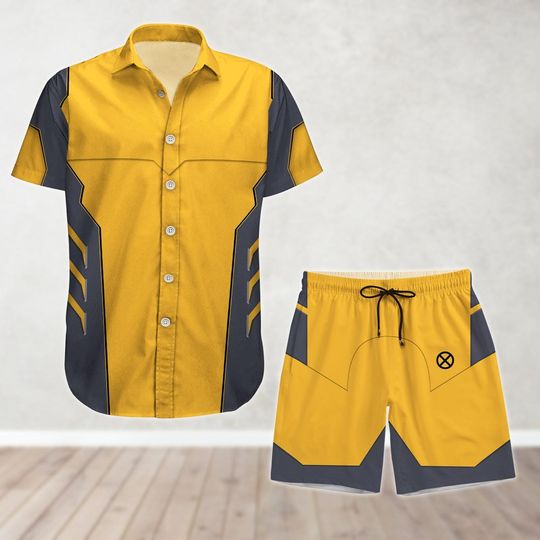 Halloween Wolverine Cosplay Costume, Wolverine Hawaiian Shirt, Logan Men's Shorts, Superheroes Button Up Shirt, Deadpool And Wolverine