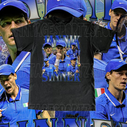 Vintage Jannik Sinner T-Shirt - Adult Sizes Retro Tennis Design High Quality Tee