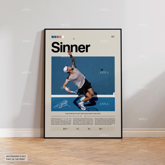 Jannik Sinner Premium Matte Vertical Poster, Tennis Decor, Sport Wall Art, Tennis Fan Gift