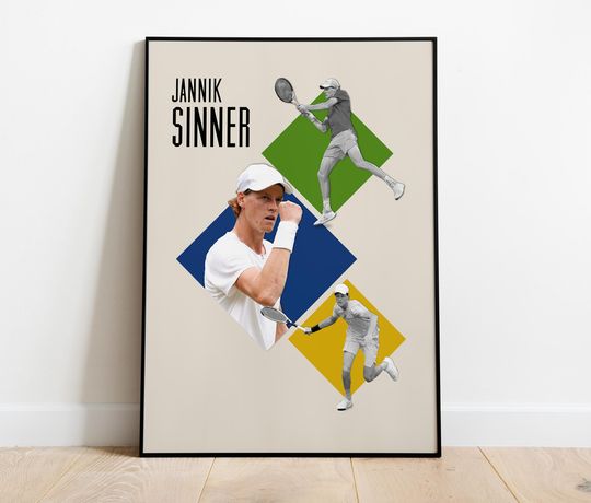 Jannik Sinner Premium Matte Poster | Minimalist Tennis Art